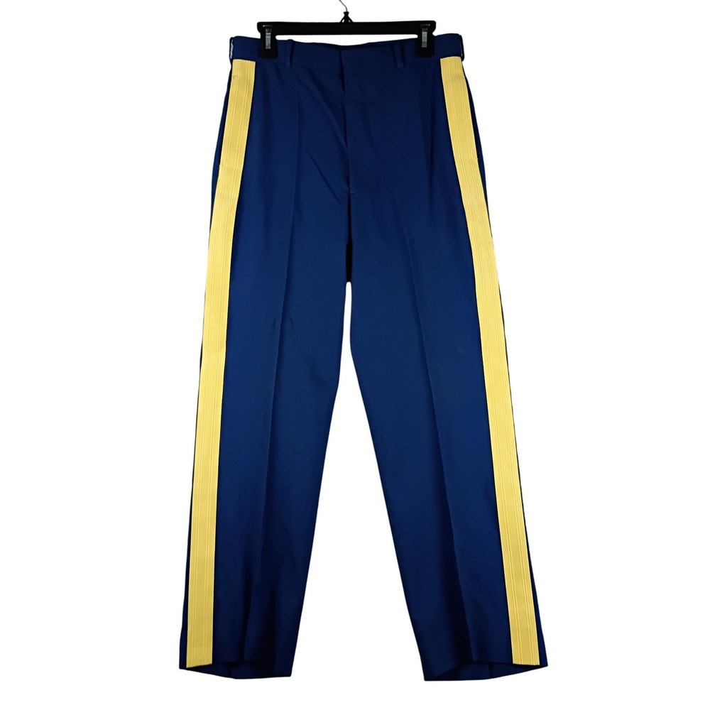 Tennessee Apparel Corp Vintage Military Dress Trousers 32R‎ Blue Yellow Stripes